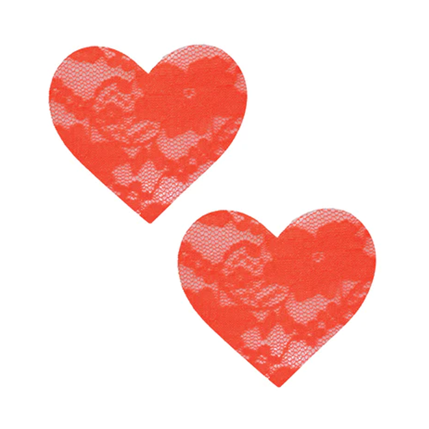 Neva Nude - Black Light Lace Heart Pasties Orange