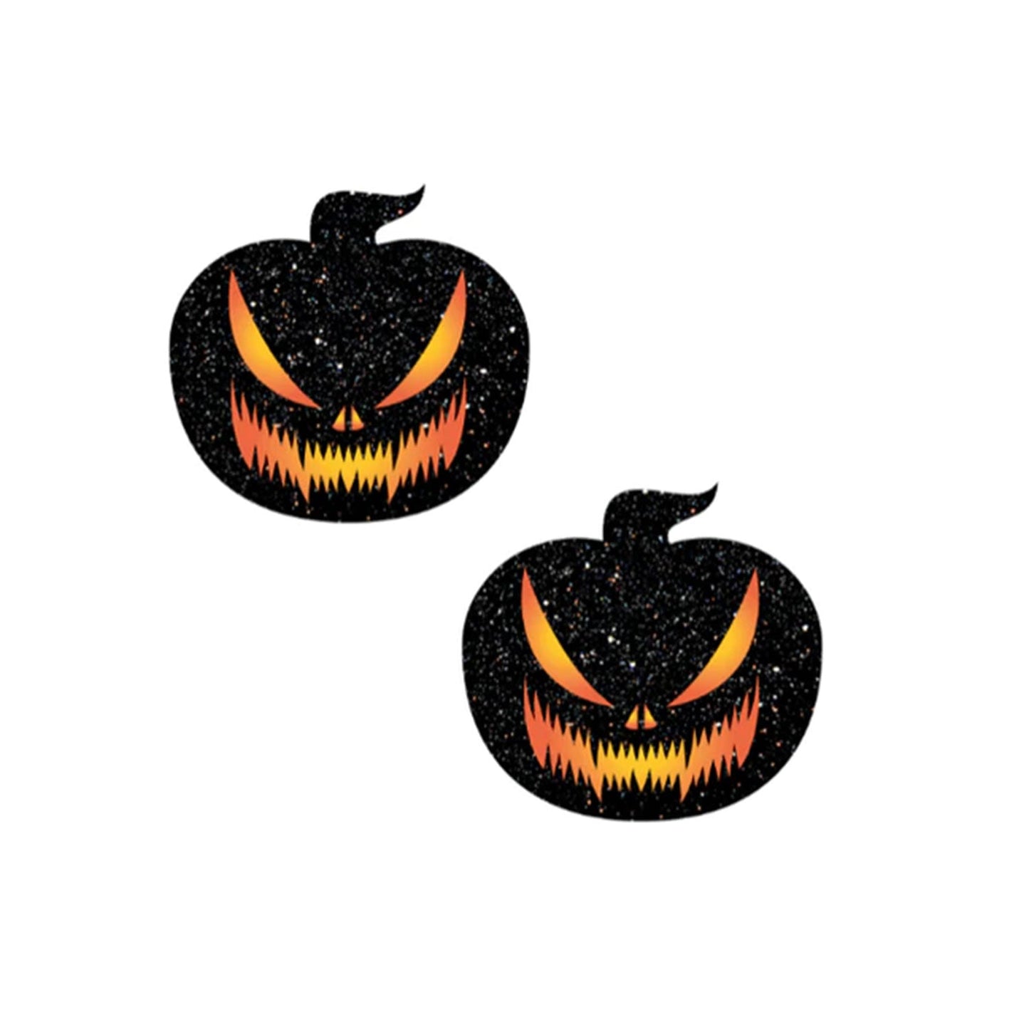 Neva Nude - Mad Jack ‘O Lantern Black Glitter Nipple Cover Pasties One Size