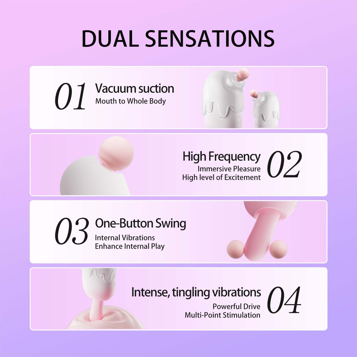 TryFun - 4in1 Sweet Popsicle Stick Vibrating and Sucking Pussy Massager