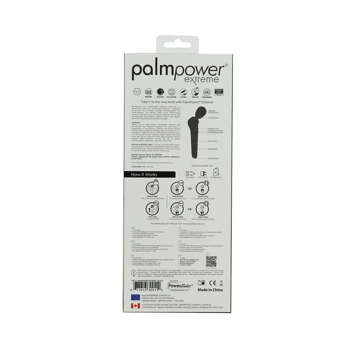 PalmPower - Extreme Clitoral Wand Massager Black