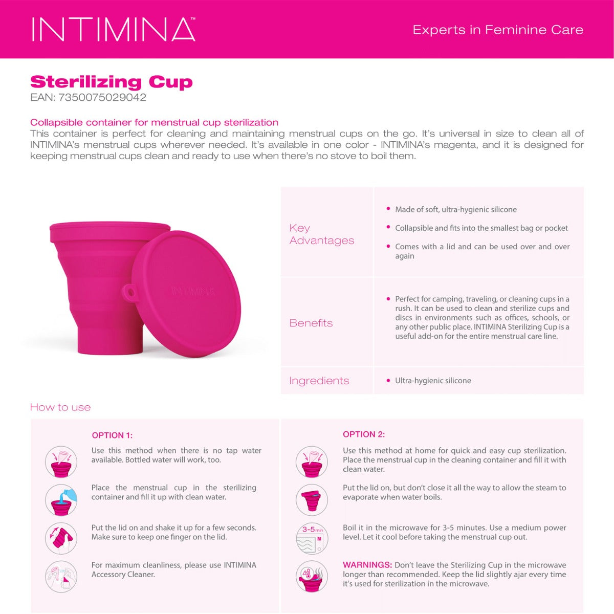 Intimina - Collapsible Sterilizing Cup Magenta