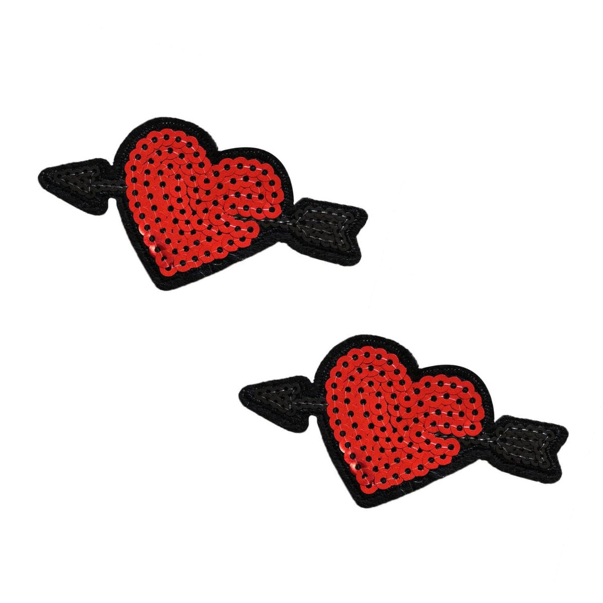 Neva Nude - Cupid's Arrow Heart Sequin Nifty Nipztix Nipple Cover Pasties 2 Wears (Red)