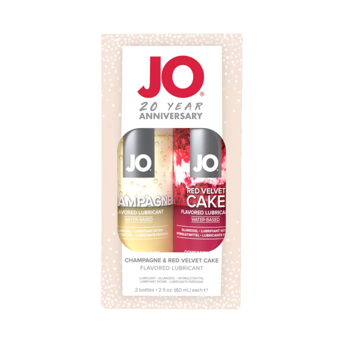System JO - Limited Edition 20 Year Anniversary Set Champagne + Red Velvet Cake Waterbased Flavoured Lubricant 2 oz