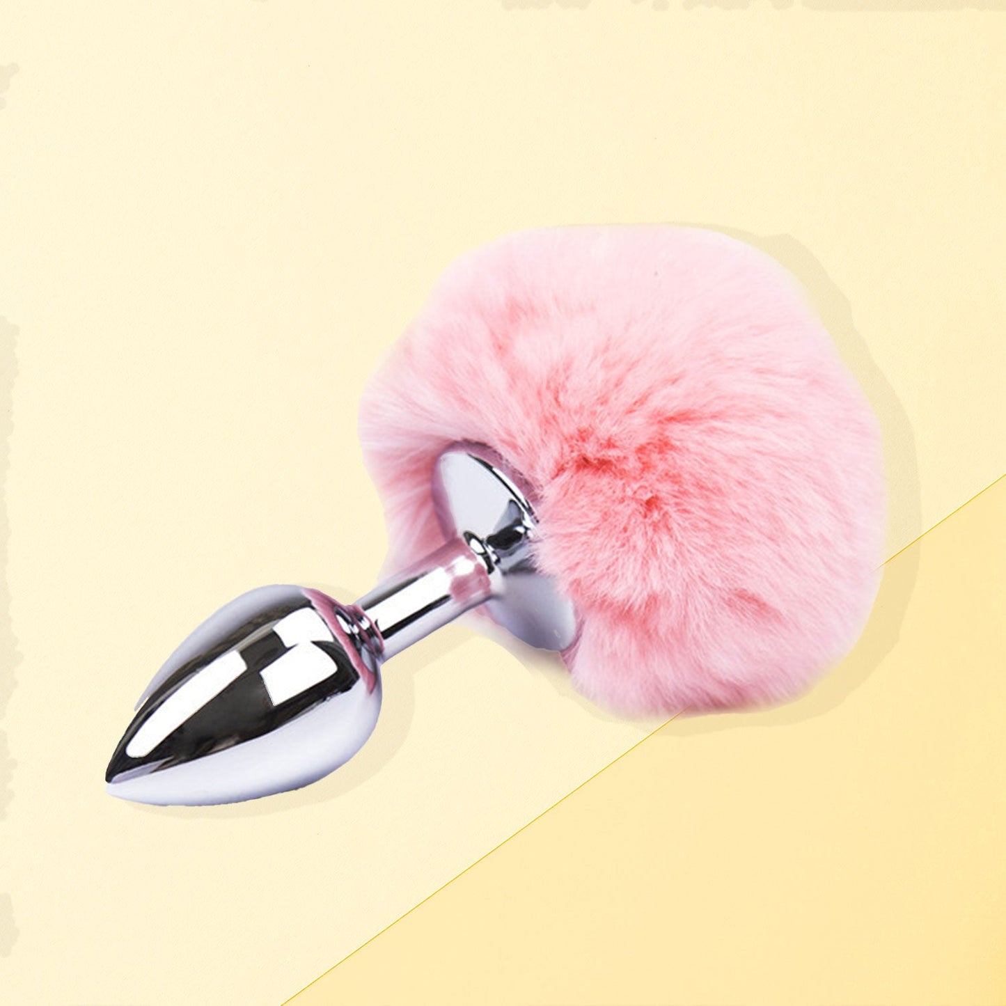 The Horny Company - Black Dragon Aluminium Bunny Tail Metal Butt Plug Pink Small
