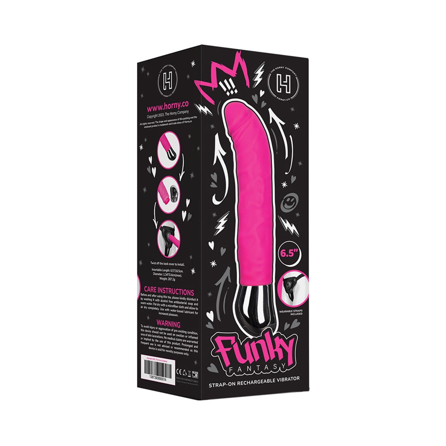 The Horny Company - Funky Fantasy 6.5" Strap-On Changeable Head Vibrator