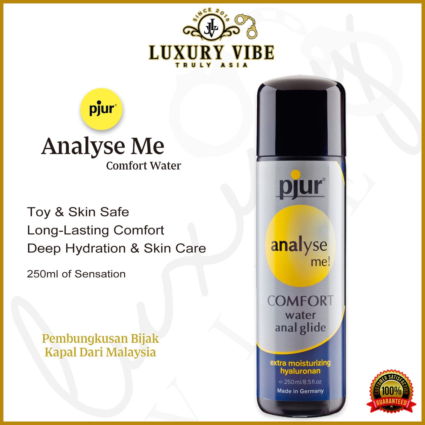 Pjur Analyse Me Comfort Water And Extra Moisturising Hyaluron Ana Glide Lubricant 250ml *