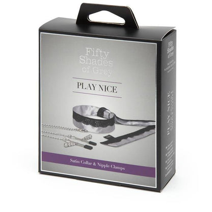Fifty Shades of Grey - Play Nice Satin &amp; Lace Collar &amp; Nipple Clamps