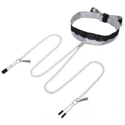 Fifty Shades of Grey - Play Nice Satin &amp; Lace Collar &amp; Nipple Clamps