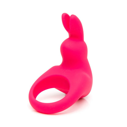 Happy Rabbit - Cincin Zakar Silikon Boleh Dicas semula dengan Arnab Bergetar Merah Jambu