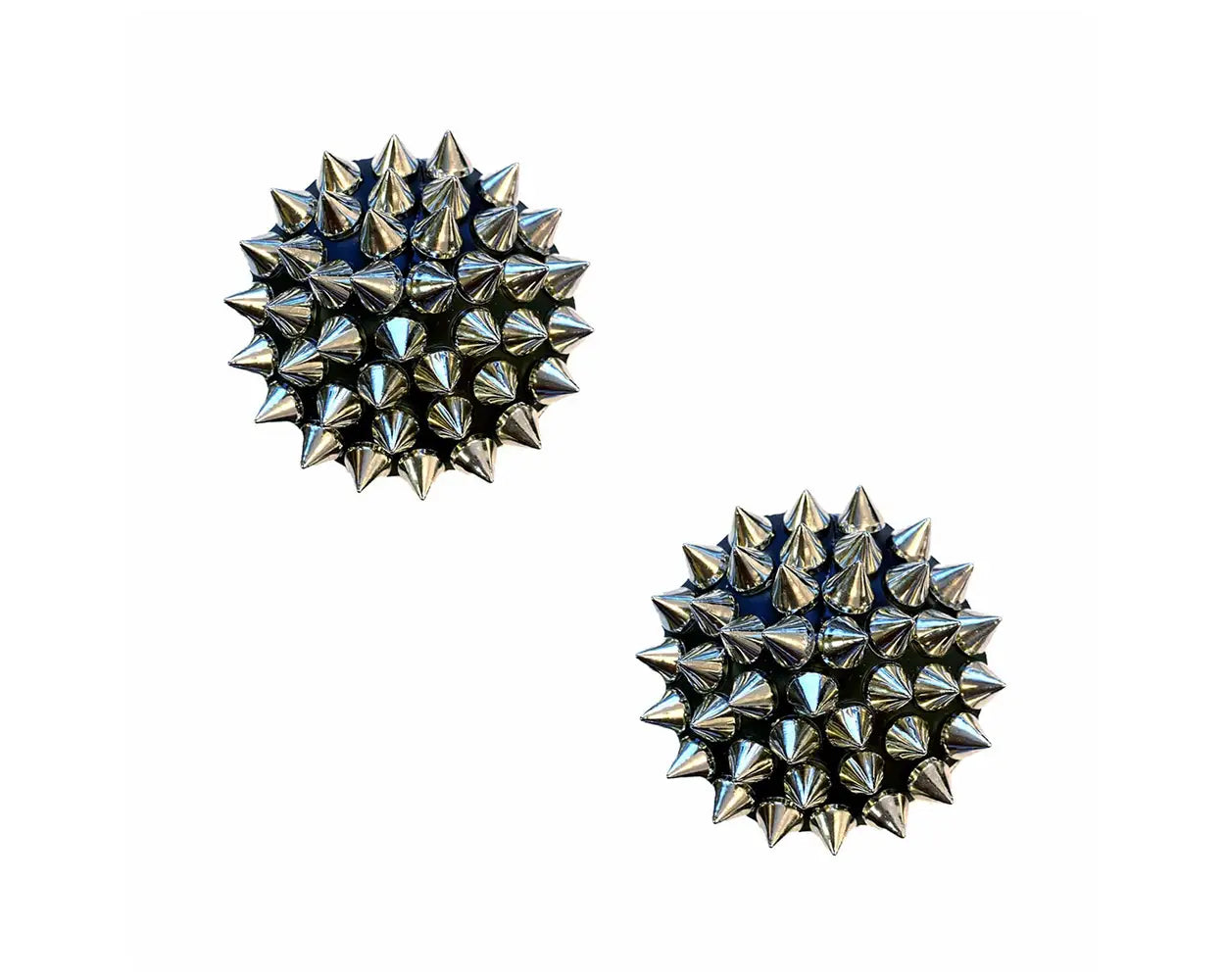 Neva Nude - Bowser Silver Spike Black Pleather Reusable Silicone Nipple Cover Pasties