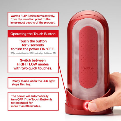 Tenga - Masturbator Flip Zero Red Edisi Pemanas dengan Pakej Pemanas