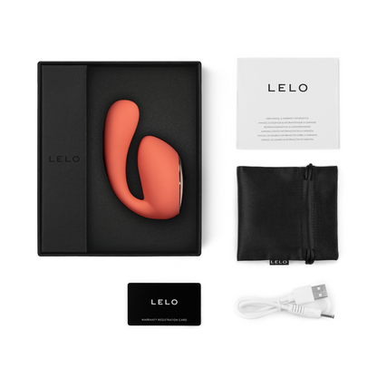 Lelo - Pengurut Stimulasi Dwi Kawalan Aplikasi Ida Wave (Merah Karang)