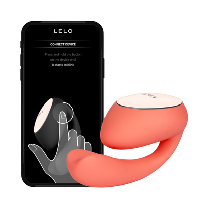 Lelo - Pengurut Stimulasi Dwi Kawalan Aplikasi Ida Wave (Merah Karang)