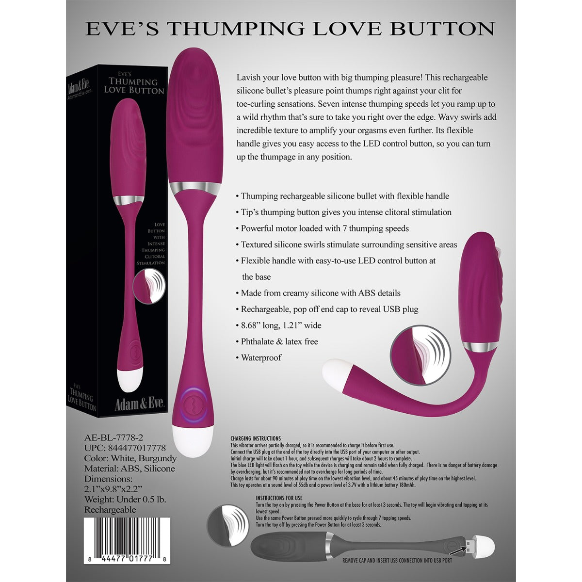 Adam &amp; Eve - Eve's Thumping Love Button Bullet Vibrator