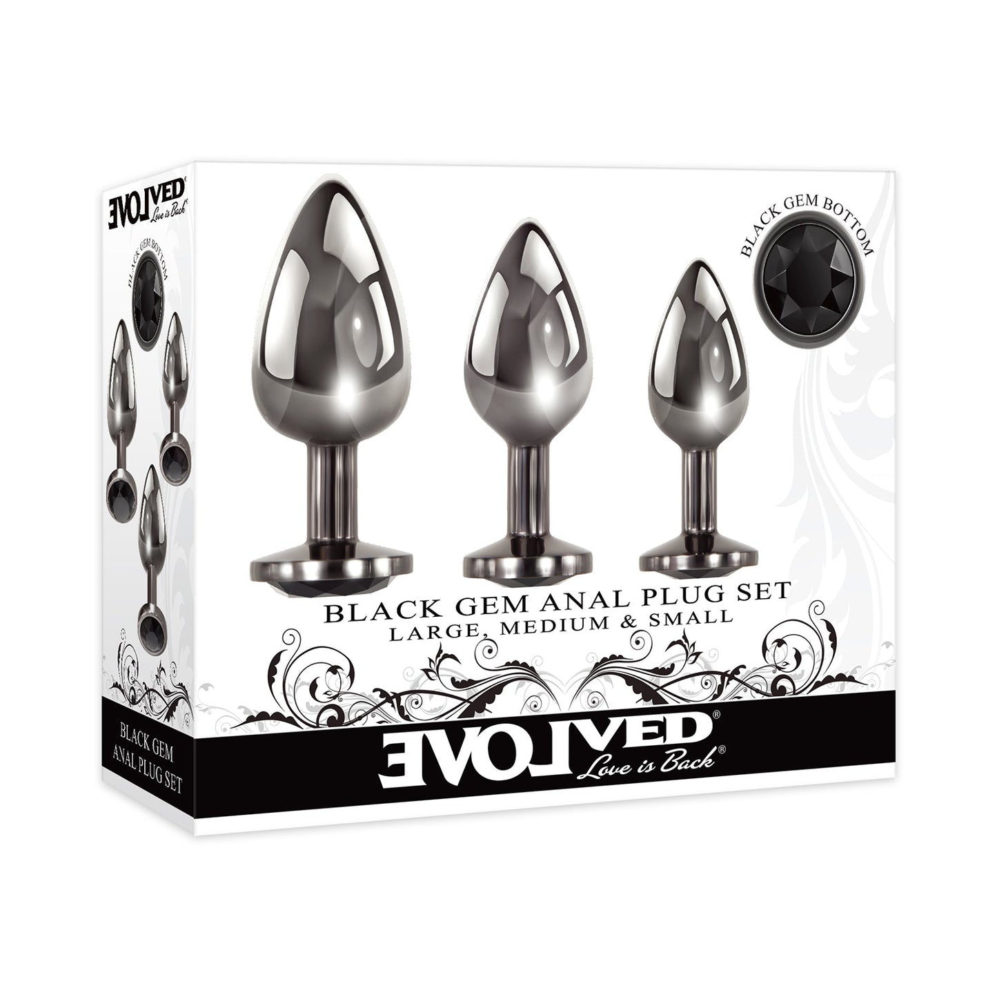Evolved - Black Gem Anal Plug Set Of 3