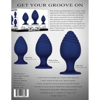 Evolved - Dapatkan Ribbed Silicone Anal Plug Set Of 3 Anda