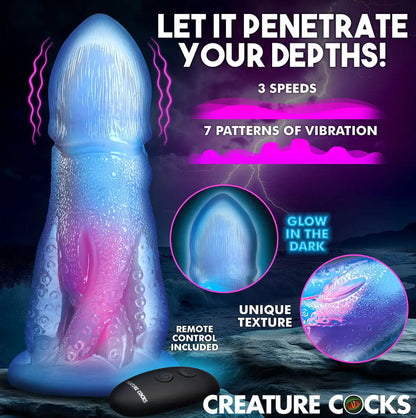 Creature Cocks - Dildo Glow Cocktopus 8.2-inci dengan Alat Kawalan Jauh