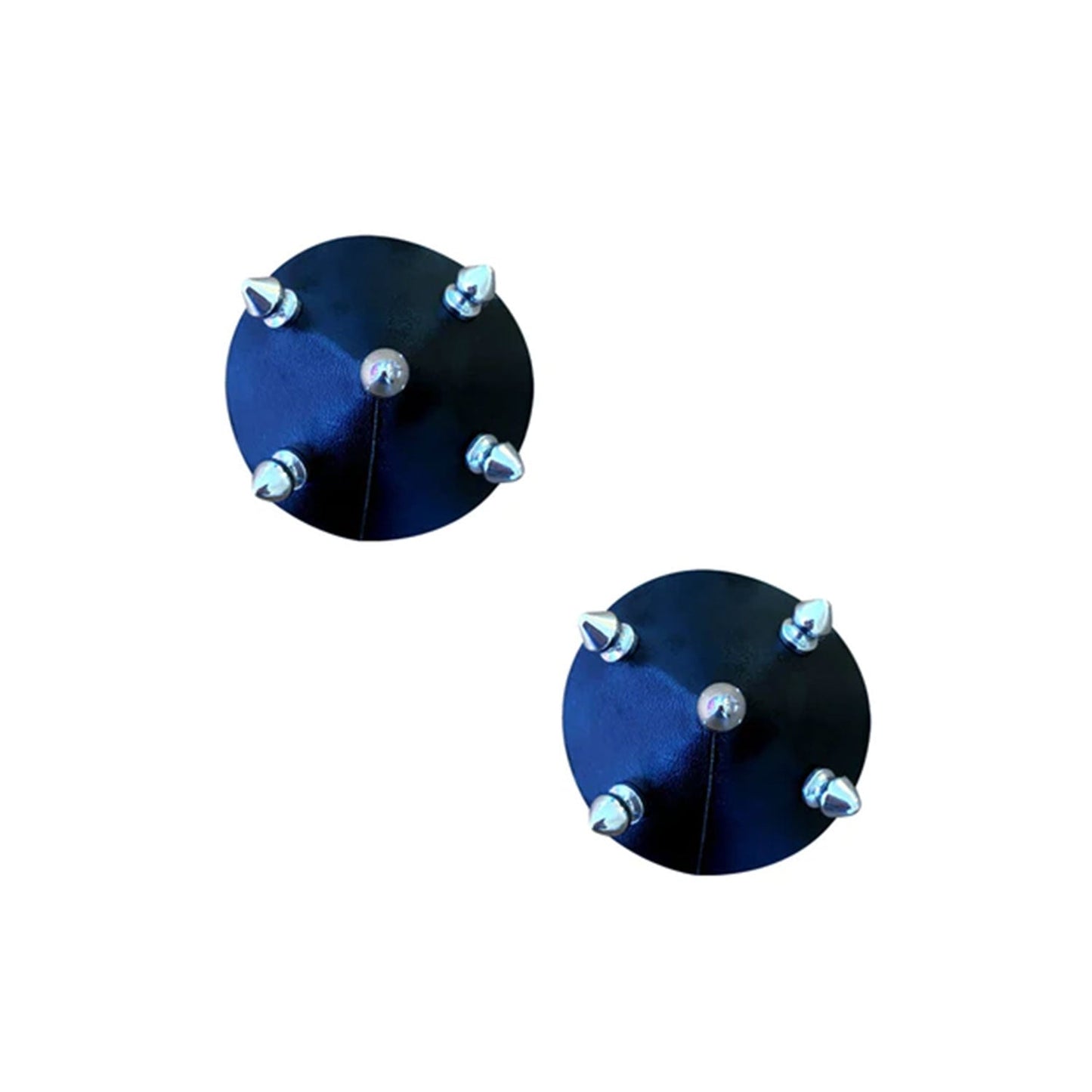 Neva Nude - Cruel Intentions Black Pleather Spike Reusable Silicone Nipple Cover Pasties One Size
