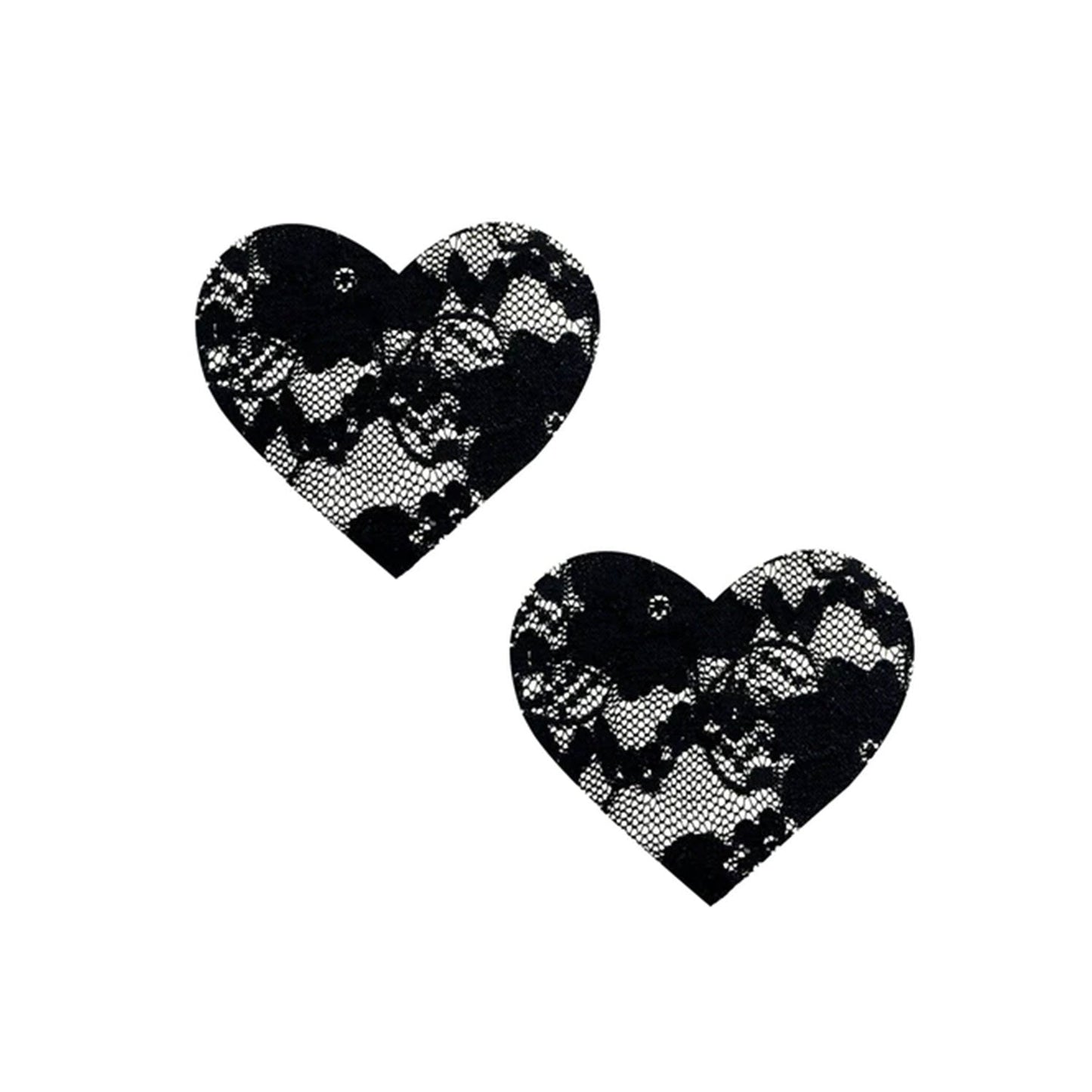 Neva Nude - Vogue Black Lace I Heart U Nipple Cover Pasties One Size