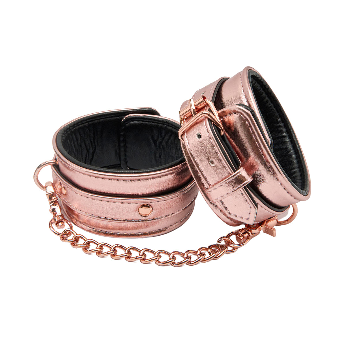 SM Club - Adjustable Restraint Handcuffs with Chain Rose Gold