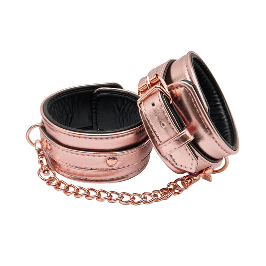 SM Club - Adjustable Restraint Handcuffs with Chain Rose Gold