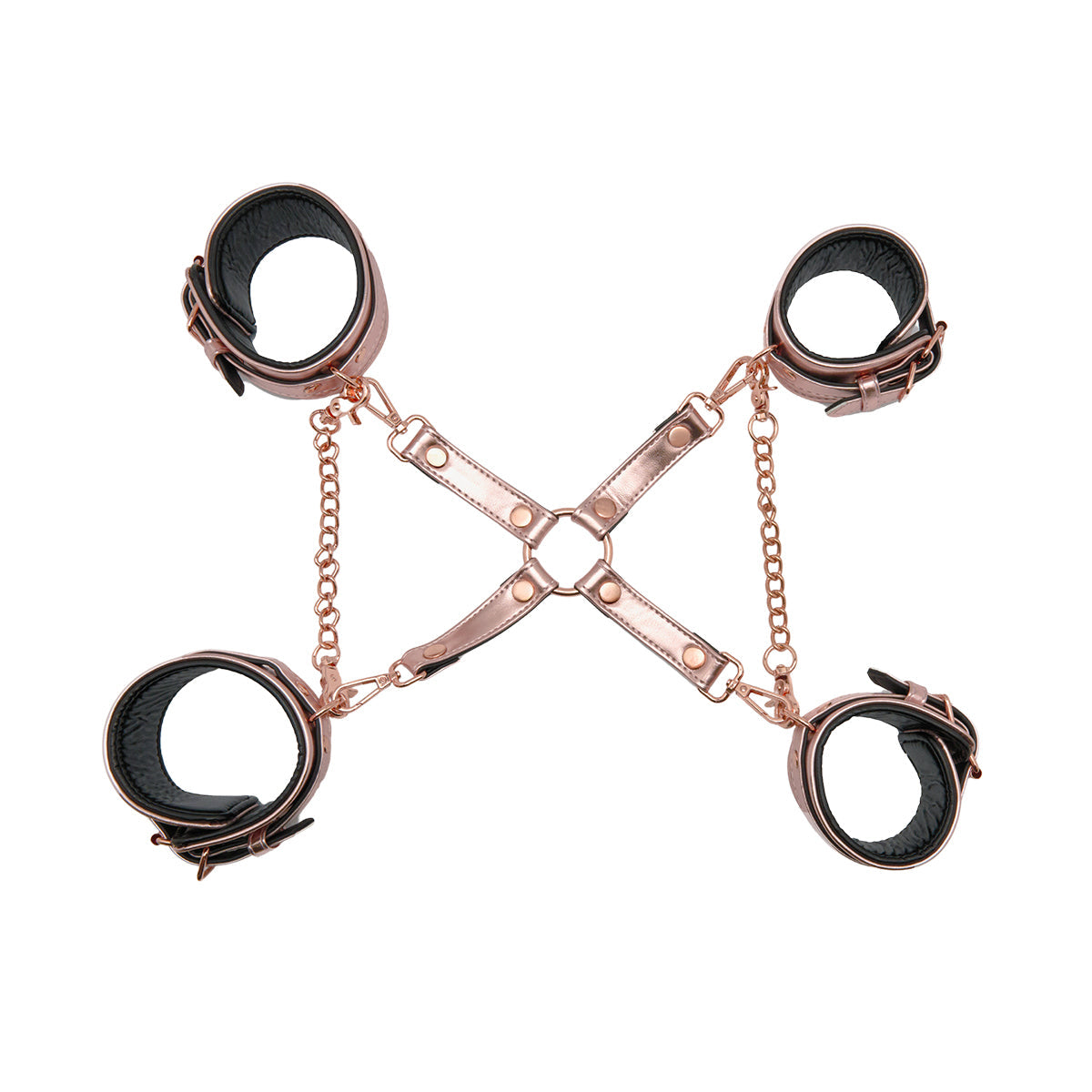 SM Club - Adjustable Restraint Handcuffs with Chain Rose Gold