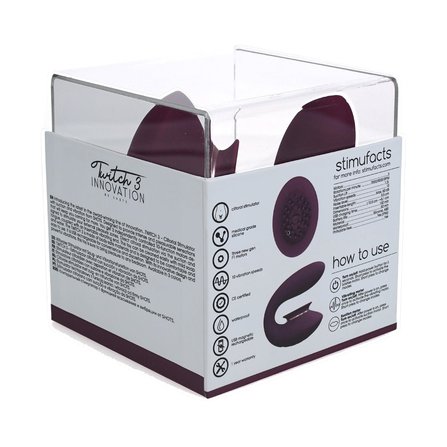 Shots - Twitch 3 G-spot and Clitoral Vibrator Burgundy