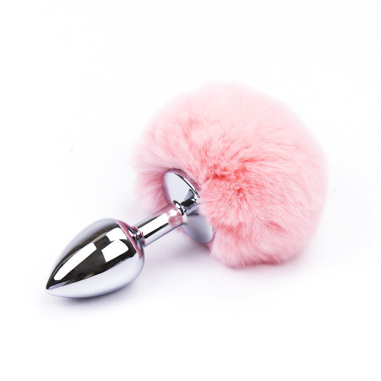 The Horny Company - Black Dragon Aluminium Bunny Tail Metal Butt Plug Pink Small