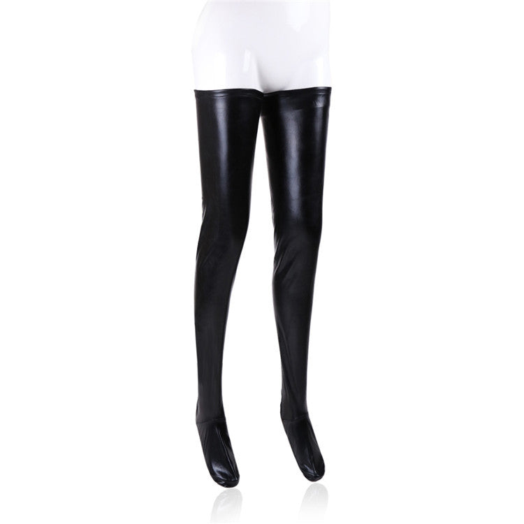 The Horny Company - Black Dragon Faux Leather Thigh High Stockings With Anti-slip Medium