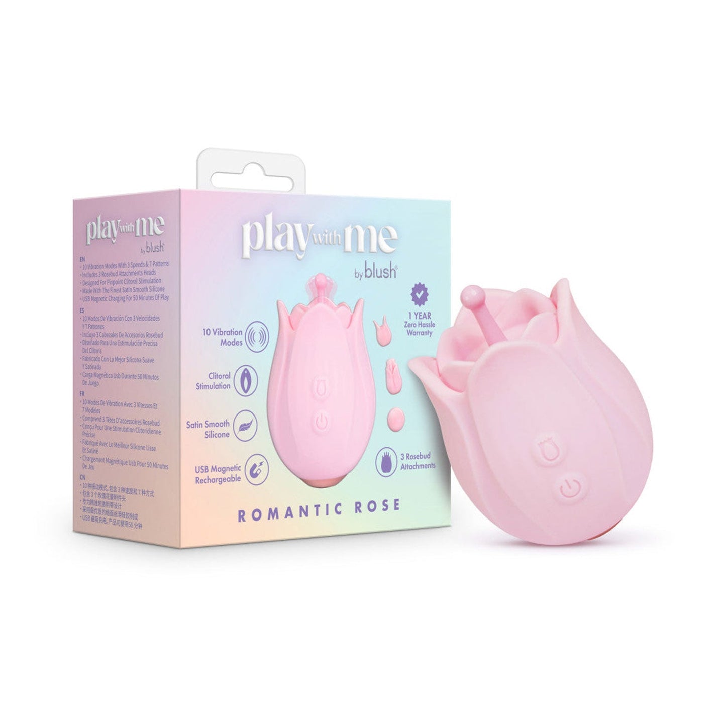 Blush Novelties - Play With Me Rose Vibrator with Rosebud Attachment Head