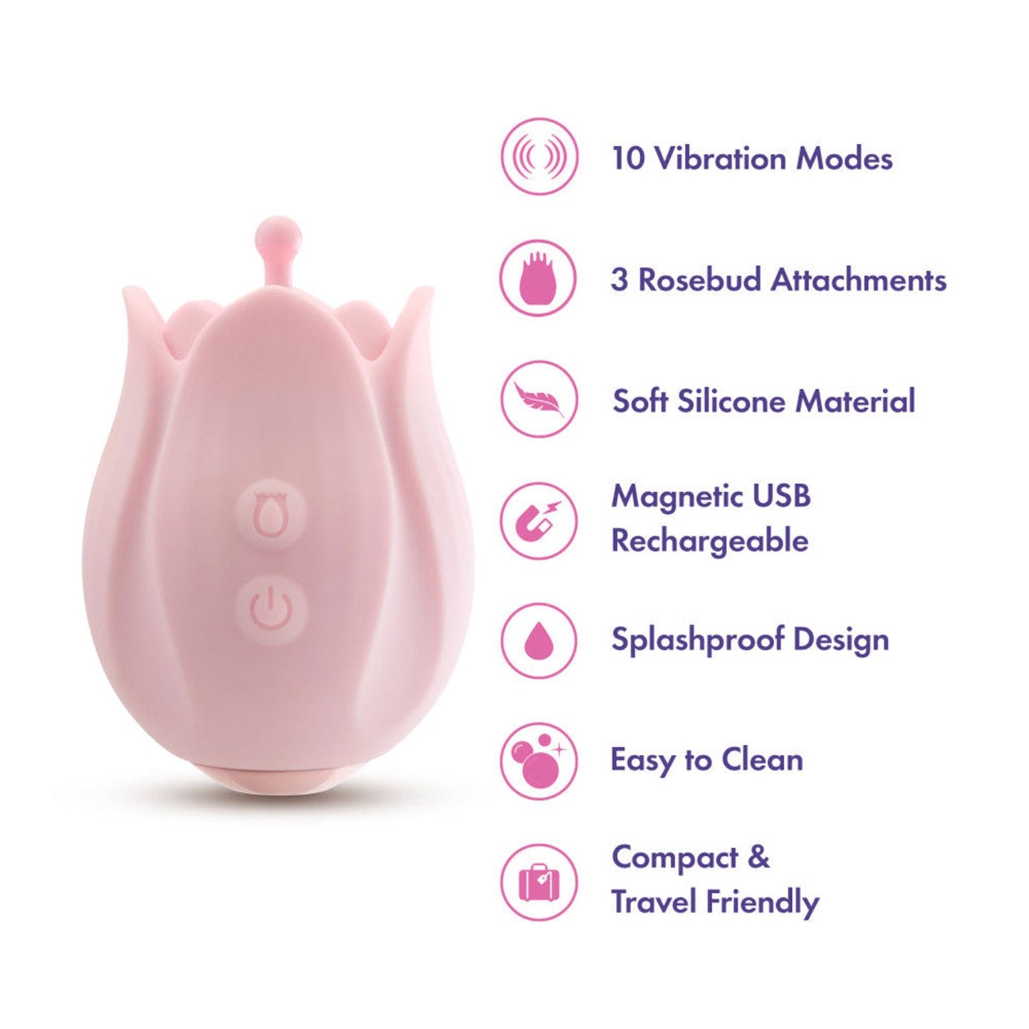Blush Novelties - Play With Me Rose Vibrator with Rosebud Attachment Head