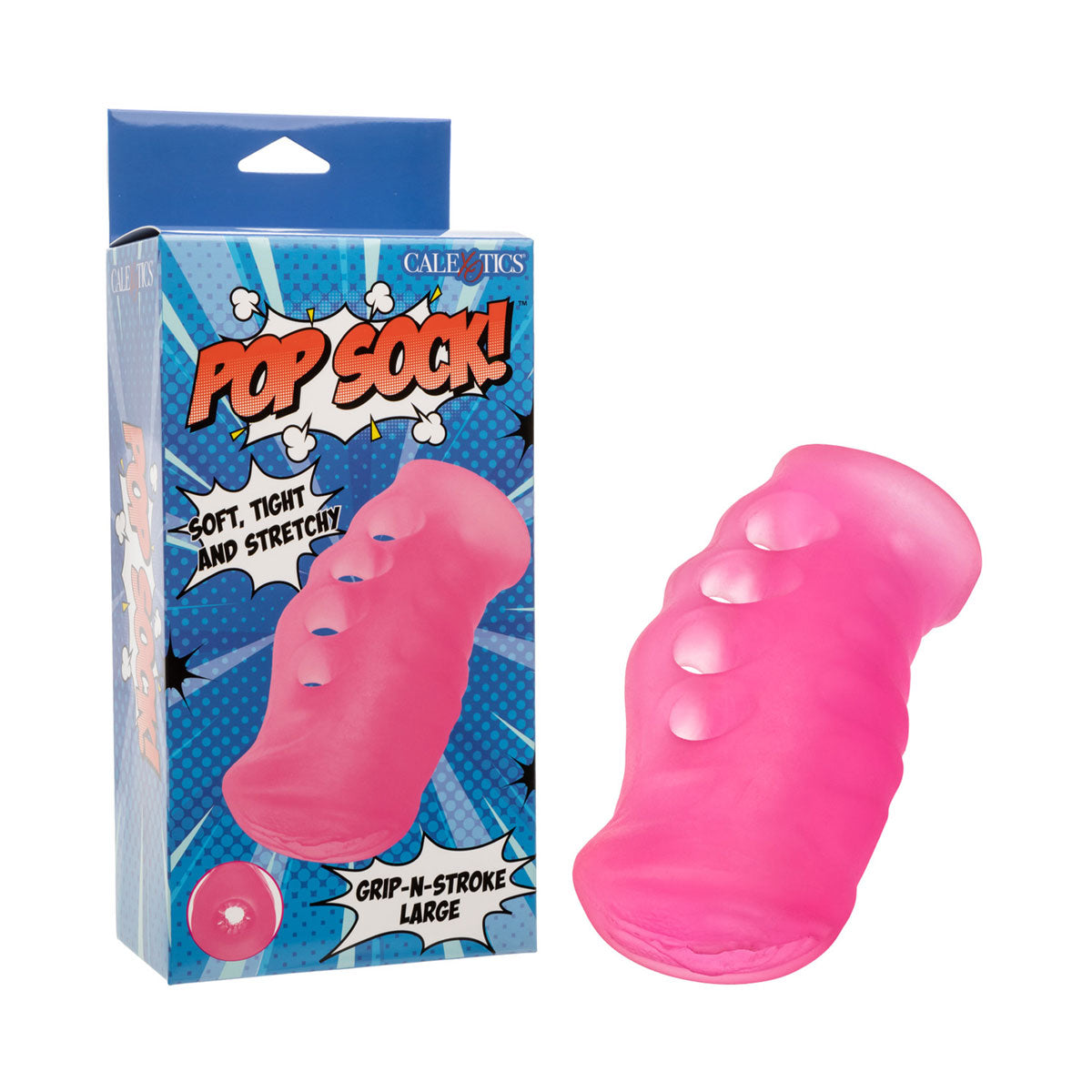 Calexotics - Pop Sock Grip-N-Stroke Pengurut Zakar Lelaki Saiz Besar Merah Jambu