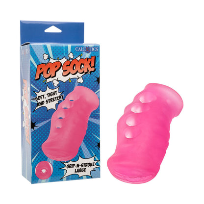 Calexotics - Pop Sock Grip-N-Stroke Pengurut Zakar Lelaki Saiz Besar Merah Jambu