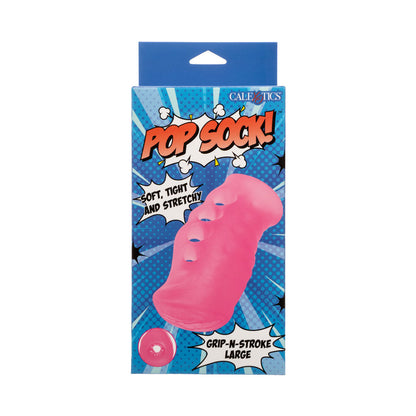 Calexotics - Pop Sock Grip-N-Stroke Pengurut Zakar Lelaki Saiz Besar Merah Jambu