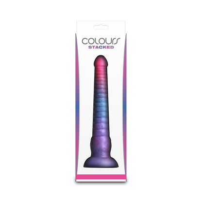 Warna - Dildo Silikon 9 Inci Bertindan Merah Jambu Biru
