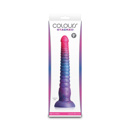 Warna - Dildo Silikon 9 Inci Bertindan Merah Jambu Biru