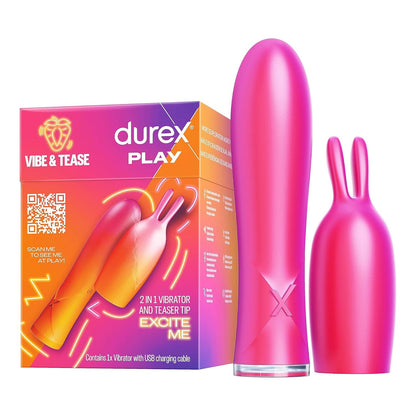 Durex - Play 2in1 Vibrator dan Tip Pemancing Rangsangan Klitoral dan G-spot