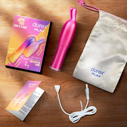 Durex - Play 2in1 Vibrator dan Tip Pemancing Rangsangan Klitoral dan G-spot
