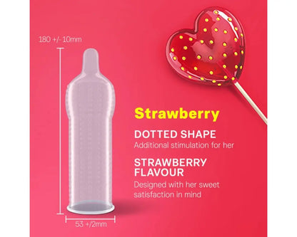 Durex - Kotak Kondom Berperisa dan Berbintik Strawberi 12 Unit