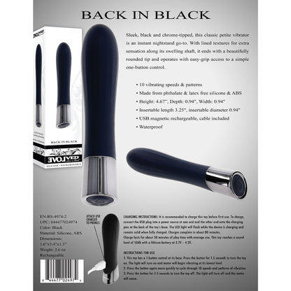 Evolved - Kembali Dalam Vibrator Peluru Klasik Hitam Petite