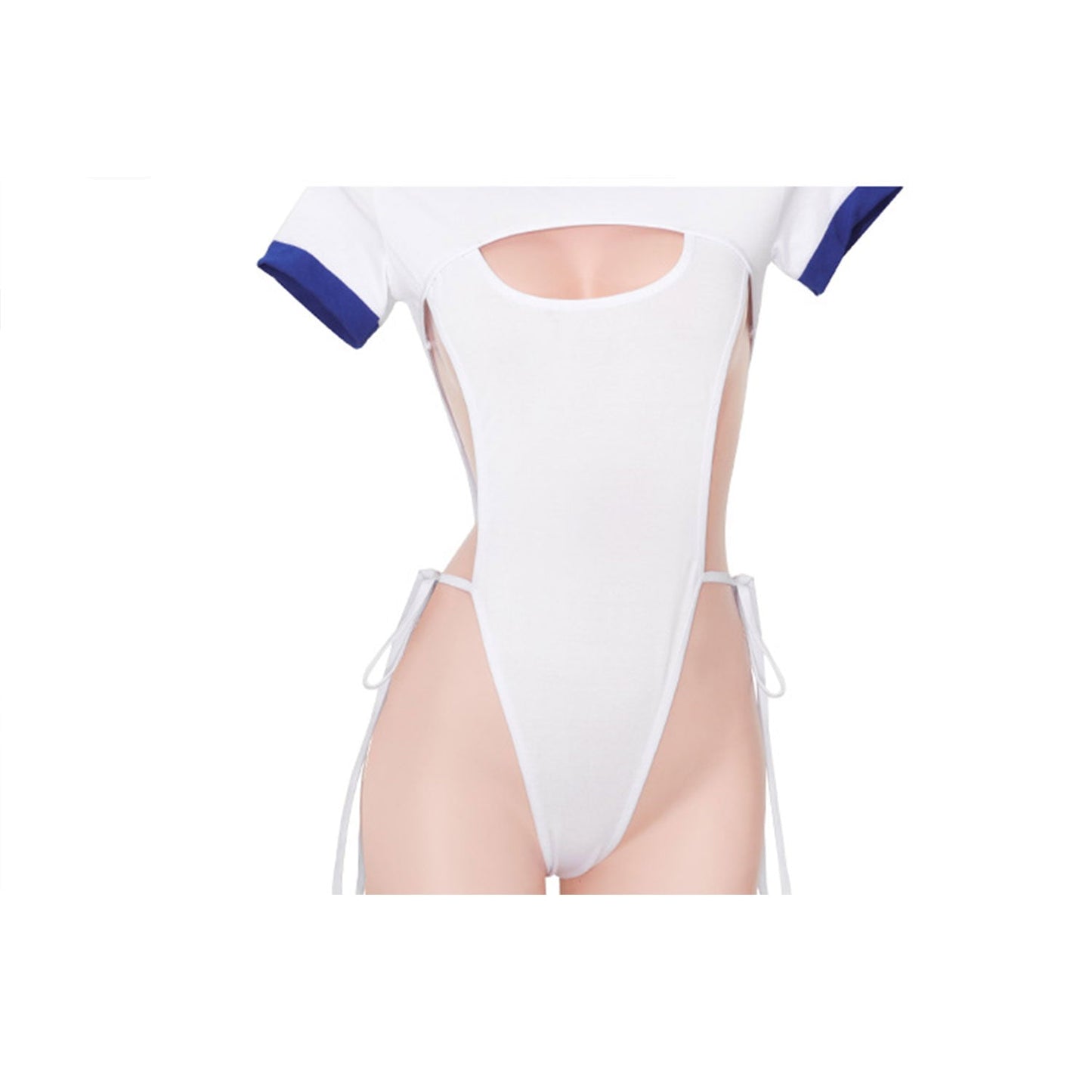 Fee Et Moi - Sporty Chic Cutout Bodysuit White/Blue