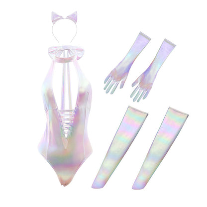 Fee Et Moi - Set Seluar Dalam Lingerie Telinga Kucing Holografik Berkilauan Saiz Bebas