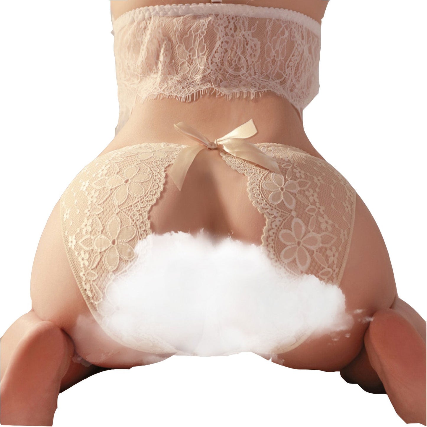 Fee et Moi – Seluar Dalam Lace Bertali Crotchless (Warna Kulit, Satu Saiz)