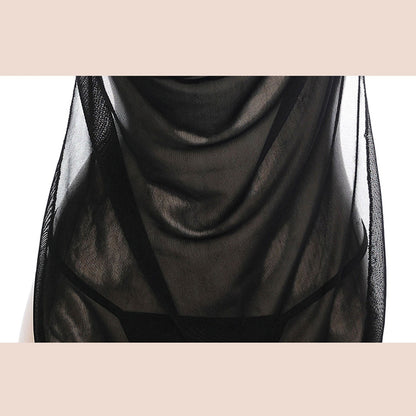 Fee Et Moi - Godaan Murni Leher Halter Seksi Belakang Terbuka dengan Seluar Dalam Padan Burgundi Satu Saiz