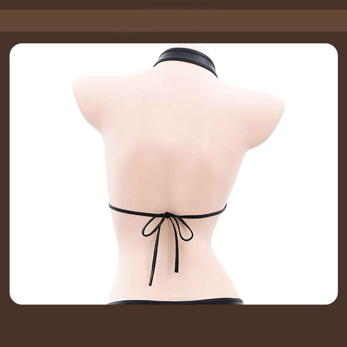 Fee Et Moi - Hottie Halter Zip Up Backless Leather Garter Belt Lingerie Set