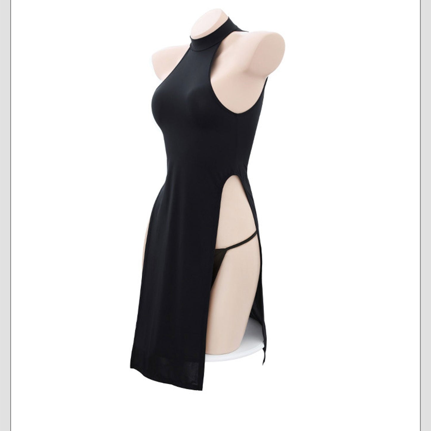 Fee Et Moi - Ice Silk Sexy Scoopback Dress with Matching Panty Grey