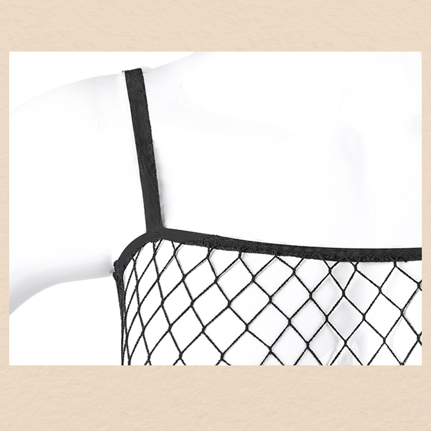 Fee Et Moi - Daring Black Mesh Crotchless Net Jumpsuit
