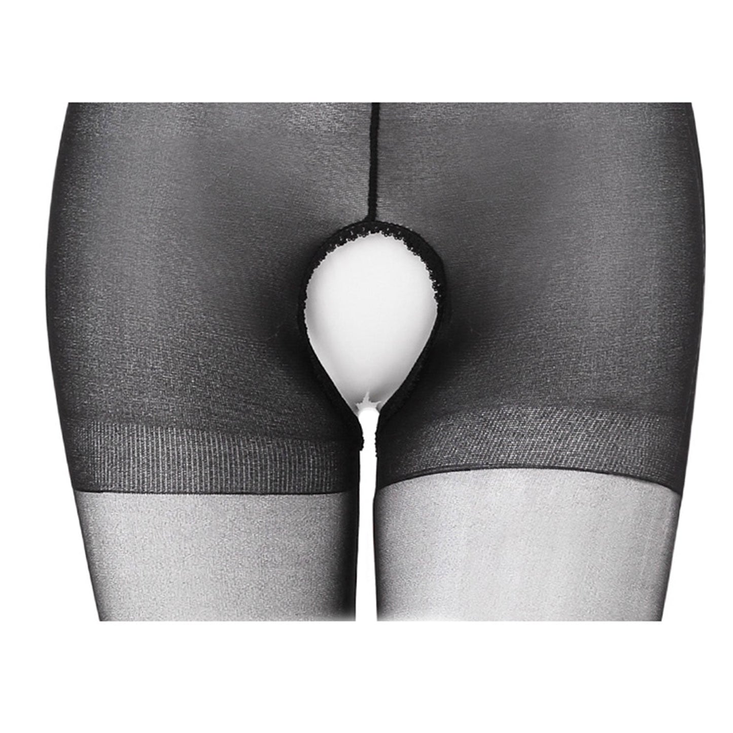 Fee Et Moi - Seductive Black Sheer Crotchless Pantyhose