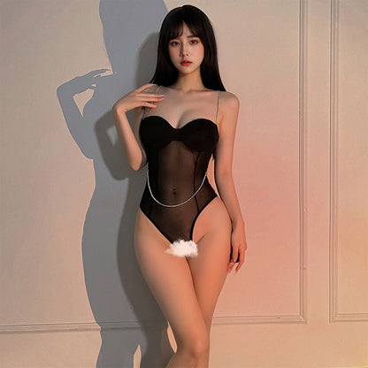Fee Et Moi - Baju Atasan Bustier Berpadding Belakang Menyilang Tanpa Kelangkang Satu Potong Hitam