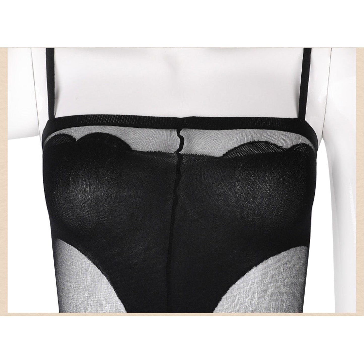 Fee Et Moi - Polka-Dot Temptation Open Crotch Sheer Jumpsuit Black
